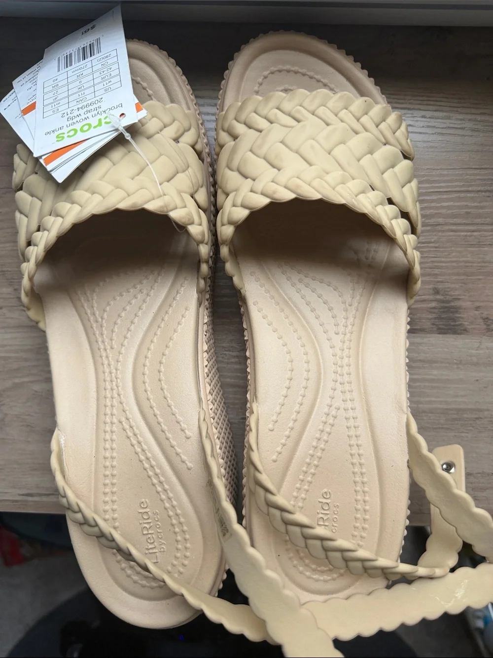 CROCS Braided Platform Sandals - Cream